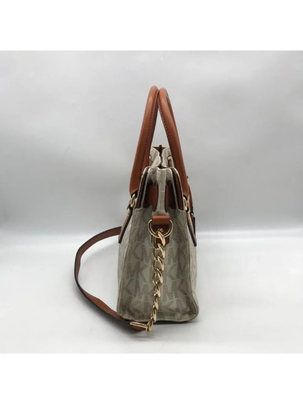 Michael Kors Ivory Monogram Canvas Hamilton Bag